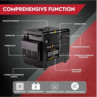 Diesel Generator Single Phase 8.4kw Rated Diesel 6kw 13hp Portable Tools Kings Warehouse 