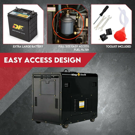 Diesel Generator Single Phase 8.4kw Rated Diesel 6kw 13hp Portable Tools Kings Warehouse 
