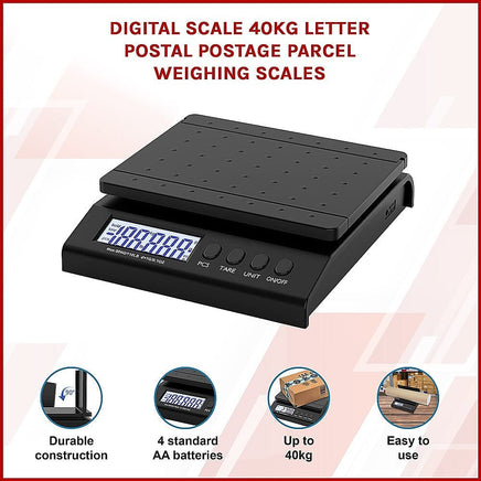 Digital Scale 40kg Letter Postal Postage Parcel Weighing Scales Commercial Kings Warehouse 