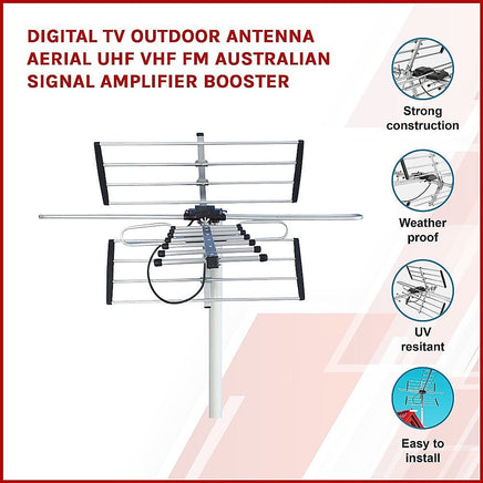 Digital TV Outdoor Antenna Aerial UHF VHF FM Signal Booster HD Appliances Kings Warehouse 