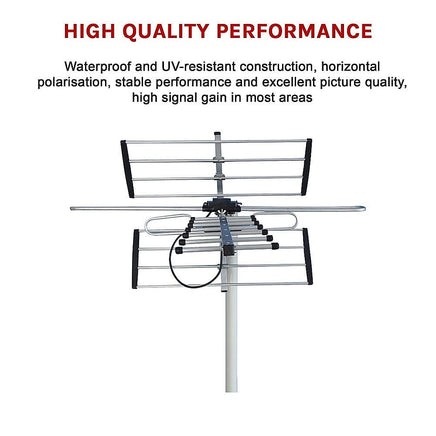 Digital TV Outdoor Antenna Aerial UHF VHF FM Signal Booster HD Appliances Kings Warehouse 