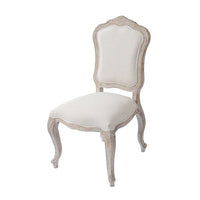 Dining Chair Linen Fabric Beige Oak Wood White Washed Finish Furniture Kings Warehouse 