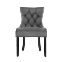 Dining Chair Set of 2 Velvet Grey French Cayes dining Kings Warehouse 