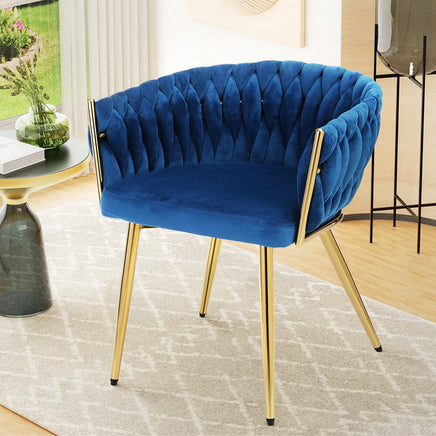 Dining Chair Velvet Weaving Armchair Blue Kings Warehouse 