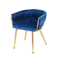 Dining Chair Velvet Weaving Armchair Blue Kings Warehouse 