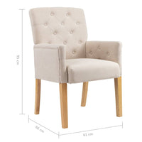 Dining Chair with Armrests Beige Fabric Kings Warehouse 