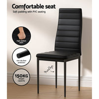 Dining Chairs and Table Dining Set 4 Chair Set Of 5 Wooden Top Black dining Kings Warehouse 
