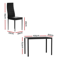 Dining Chairs and Table Dining Set 4 Chair Set Of 5 Wooden Top Black dining Kings Warehouse 