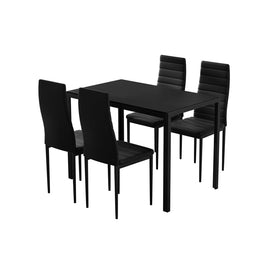 Dining Chairs and Table Dining Set 4 Chair Set Of 5 Wooden Top Black dining Kings Warehouse 