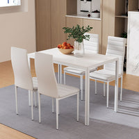 Dining Chairs and Table Dining Set 4 Chair Set Of 5 Wooden Top White dining Kings Warehouse 