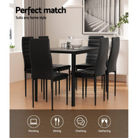 Dining Chairs and Table Dining Set 6 Chair Set Of 7 Wooden Top Black dining Kings Warehouse 