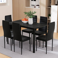 Dining Chairs and Table Dining Set 6 Chair Set Of 7 Wooden Top Black dining Kings Warehouse 
