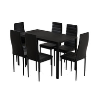 Dining Chairs and Table Dining Set 6 Chair Set Of 7 Wooden Top Black dining Kings Warehouse 