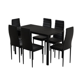 Dining Chairs and Table Dining Set 6 Chair Set Of 7 Wooden Top Black dining Kings Warehouse 