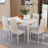 Dining Chairs and Table Dining Set 6 Chair Set Of 7 Wooden Top White dining Kings Warehouse 