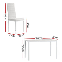 Dining Chairs and Table Dining Set 6 Chair Set Of 7 Wooden Top White dining Kings Warehouse 