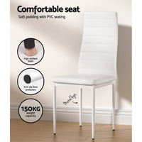 Dining Chairs and Table Dining Set 6 Chair Set Of 7 Wooden Top White dining Kings Warehouse 