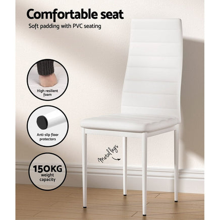 Dining Chairs and Table Dining Set 6 Chair Set Of 7 Wooden Top White dining Kings Warehouse 