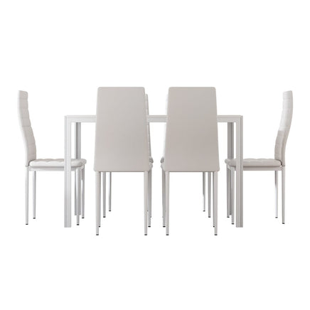 Dining Chairs and Table Dining Set 6 Chair Set Of 7 Wooden Top White dining Kings Warehouse 