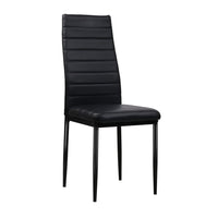 Dining Chairs Black PU Leather Set of 4 Astra