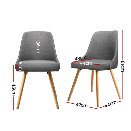 Dining Chairs Fabric Grey Set of 2 Kalmar dining Kings Warehouse 