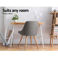 Dining Chairs Fabric Grey Set of 2 Kalmar dining Kings Warehouse 