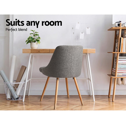 Dining Chairs Fabric Grey Set of 2 Kalmar dining Kings Warehouse 