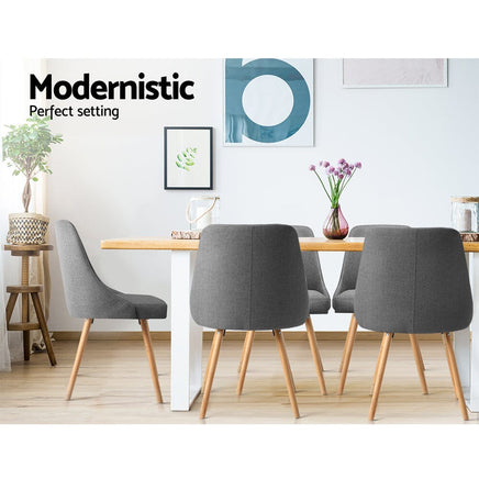 Dining Chairs Fabric Grey Set of 2 Kalmar dining Kings Warehouse 