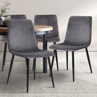 Dining Chairs Grey Velvet Set of 4 Lindsay Stocktake Sale Kings Warehouse 