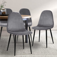 Dining Chairs Grey Velvet Set of 4 Nova dining Kings Warehouse 