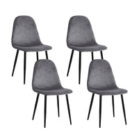 Dining Chairs Grey Velvet Set of 4 Nova dining Kings Warehouse 