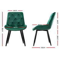 Dining Chairs Velvet Green Set of 2 Starlyn dining Kings Warehouse 