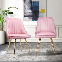 Dining Chairs Velvet Pink Set of 2 Nappa dining Kings Warehouse 