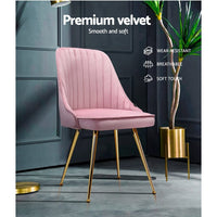 Dining Chairs Velvet Pink Set of 2 Nappa dining Kings Warehouse 