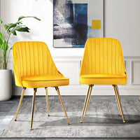 Dining Chairs Velvet Yellow Set of 2 Nappa dining Kings Warehouse 