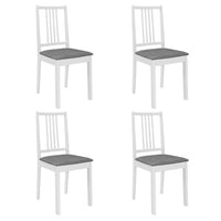 Dining Chairs with Cushions 4 pcs White Solid Wood Kings Warehouse 