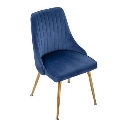 Dining Delight: Rectangular Table and Navy Velvet Chairs Dining Set Furniture Kings Warehouse 