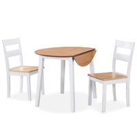 Dining Set 3 Pieces and Rubberwood White Kings Warehouse 