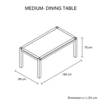 Dining Table 180cm Medium Size with Solid Acacia Wooden Base in Oak Colour Furniture Kings Warehouse 