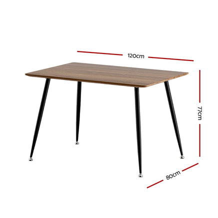 Dining Table 4 Seater Kitchen Cafe Wooden Table Rectangular 120CM Furniture Kings Warehouse 