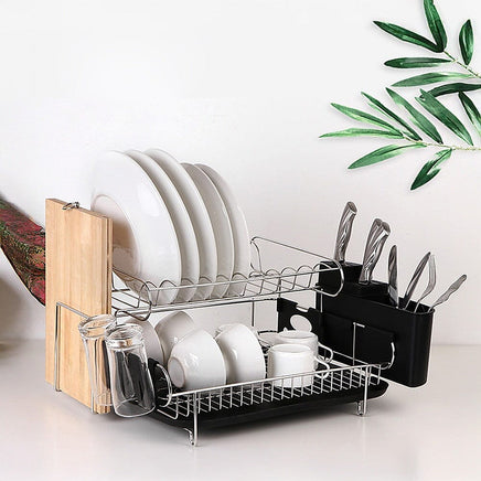Dish Drying Rack Drainer Cup Plate Holder Cutlery Tray Kitchen Organiser Home & Garden Kings Warehouse 
