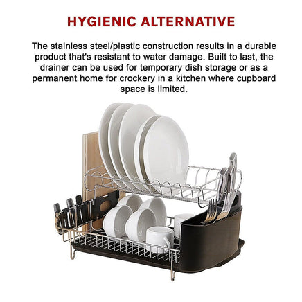 Dish Drying Rack Drainer Cup Plate Holder Cutlery Tray Kitchen Organiser Home & Garden Kings Warehouse 