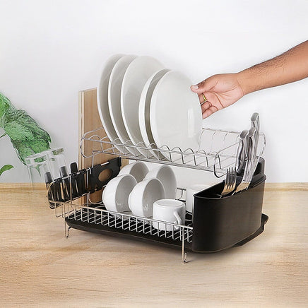 Dish Drying Rack Drainer Cup Plate Holder Cutlery Tray Kitchen Organiser Home & Garden Kings Warehouse 