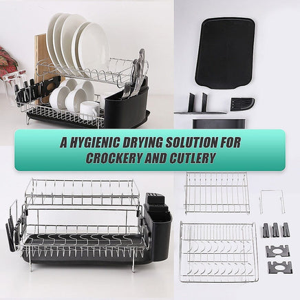 Dish Drying Rack Drainer Cup Plate Holder Cutlery Tray Kitchen Organiser Home & Garden Kings Warehouse 