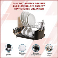 Dish Drying Rack Drainer Cup Plate Holder Cutlery Tray Kitchen Organiser Home & Garden Kings Warehouse 