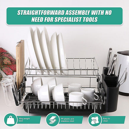 Dish Drying Rack Drainer Cup Plate Holder Cutlery Tray Kitchen Organiser Home & Garden Kings Warehouse 