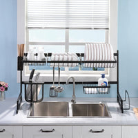 Dish Drying Rack Over Sinks Adjustable 85-100cm (Black) GO-DDR-100-JD Kings Warehouse 