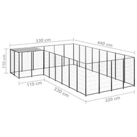 Dog Kennel Black 10.89 m² Steel Kings Warehouse 