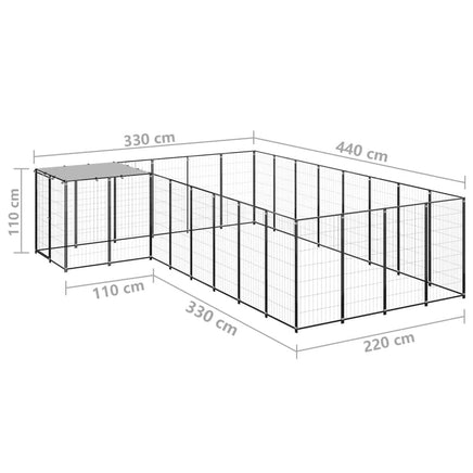 Dog Kennel Black 10.89 m² Steel Kings Warehouse 