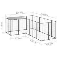 Dog Kennel Black 4.84 m² Steel Kings Warehouse 